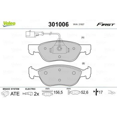 Imagen de VALEO 301006 Juego de pastillas freno FIRST Eje delantero con contacto avisador desgaste sin chapa antichirridos FIAT: Punto I Hatchback