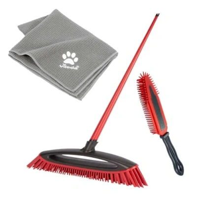Imagen de Vileda Pet Pro Juego completo de escoba Always Clean, cepillo electrostático y toalla microfibra XL, limpieza pelo mascotas, secado para cualquier superficie