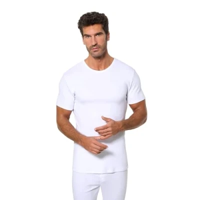 Imagen de Abanderado Camiseta térmica de manga corta y cuello redondo Algodón invierno Hombre x1, Blanco, XL