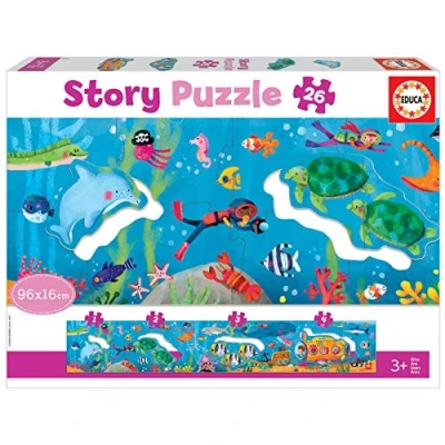 Imagen de Educa Puzzle Panorámico Infantil con 26 Piezas Didacta Story Mundo Submarino. A Partir de 3 años (18902)