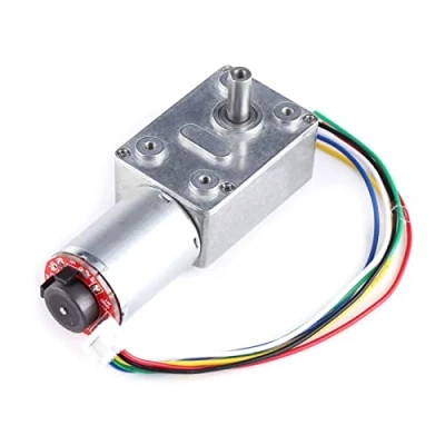 Imagen de Motorreductor de engranajes 12 V, motor reductor reversible eléctrico turbina par alto CW/CCW engranaje sin extremo con codificador autobloqueante(40 RPM)