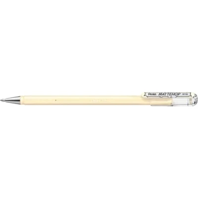 Imagen de Pentel K110 VHX Mattehop Bolígrafo roller de tinta gel (tinta alta opacidad, acabado mate, modelo con tapa), color marfil