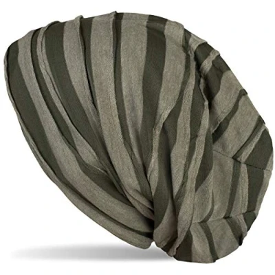 Imagen de styleBREAKER Gorro Beanie clásico con Estampado de Pliegues, Largo, Unisex 04024053, Color:Verde Oliva Verde