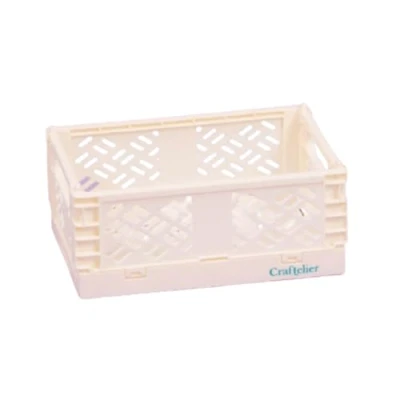 Imagen de Craftelier Caja para Organización y Almacenamiento de Materiales Manualidades Diseño Plegable Apilable Tamaño Pequeño Medidas Abierta 13,5 x 9,5 5,5 cm Color Blanco