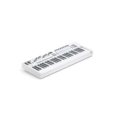 Imagen de Novation Launchkey 49 Blanco [MK4]: Controlador de teclado MIDI, teclas, semicontrapesado, USB, integración DAW. Modos Chord/Scale, 8 pads percusión, arpegiador, paquete software musical