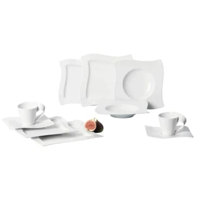 Imagen de Villeroy &amp; Boch NewWave Basic Vajilla de mesa para 6 personas, 30 piezas, Porcelana, Servizio da Tavola, Blanco