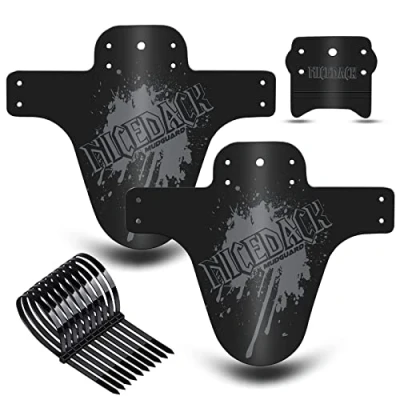 Imagen de NICEDACK Guardabarros MTB, Bicicleta Montaña, MTB Mudguard Delantero y Trasero Compatible se Adapta a 20&quot; 22&quot; 26&quot; 27,5&quot; 29 Pulgadas de Bici Fat (Gris+Negro)