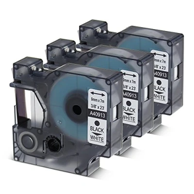 Imagen de Cinta oozmas Compatible con Dymo 40913 9mm x 7m Negro sobre Blanco, Impresión de Etiquetas Label Manager 160 210D 260P 280 360D 420P 450D, pack 3