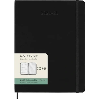 Imagen de Moleskine Weekly Planner 2025 2026, Agenda Semanal 18 Meses Con Espacio para Notas, Tapa Dura y Cierre Elástico, Formato XL 19 x 25 cm, Color Negro