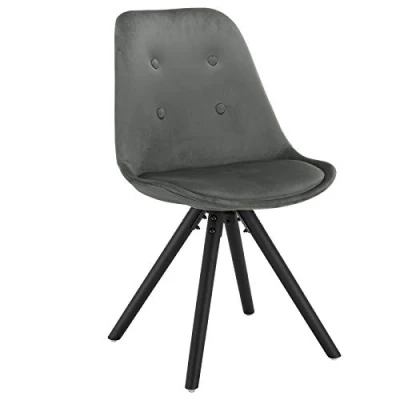 Imagen de WOLTU 1x Silla de Comedor Nórdica Asiento Terciopelo Estilo Vintage Pata Madera Maciza con Respaldo Diseño Moderno Gris Oscuro BH196dgr 1