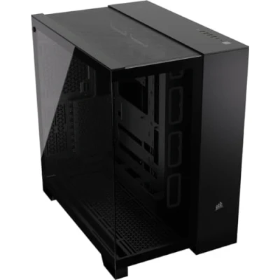 Imagen de CORSAIR 6500X Media Torre ATX Caja de PC Doble Cámara Cristal Templado Panorámico Conexión Inversa Compatible con Placa Base Sin Ventiladores Incluidos Negro