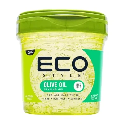 Imagen de Gel para peinar con aceite de oliva Ecostyle, fijación durante todo el día, sin alcohol, parabenos, sulfatos, descamación, antipicazón, 473 ml