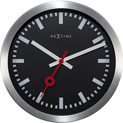 Imagen de NeXtime 3998STZW Station Stripe Index Reloj de Pared, Negro, 19 cm
