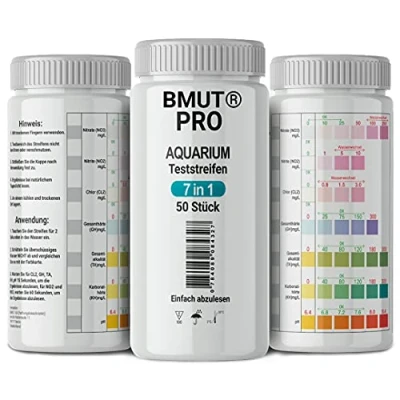 Imagen de BMUT 50 tiras de prueba 7 en 1 para acuario, agua, estanque, peces, calidad del agua