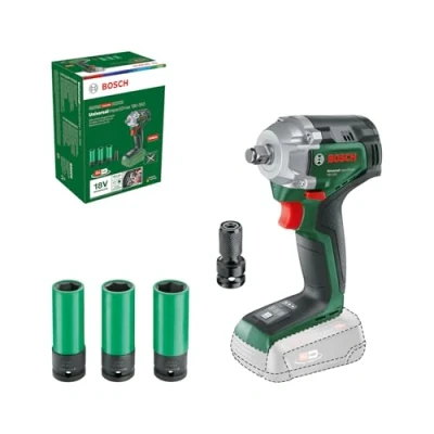 Imagen de Bosch llave de impacto a batería UniversalImpactDrive 18V 350 (apriete potente y fijación en la obra; par apriete máx.: Nm; adaptador hexagonal; set tuercas; sin batería)