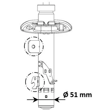 Imagen de KYB 3338055 amortiguador Eje delantero, derecha Presión de gas Bitubular Columna Espiga arriba PEUGEOT: 2008 Familiar
