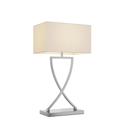 Imagen de Lucande lámpara de mesa Evaine, cromo/blanco, metal, 66 cm, E27