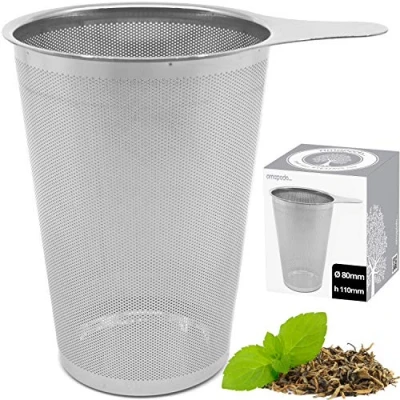 Imagen de amapodo colador de té para suelto grande fino tetera filtro acero inoxidable malla fina reutilizable