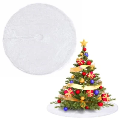 Imagen de Pie de Arbol Navidad Blanco,Falda Felpa Suave,78cm Cubre Redonda Alfombra Navidad,Faldon para Decoración Árbol