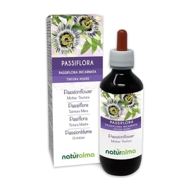 Imagen de Pasiflora (Passiflora incarnata) hierba con flores Tintura Madre sin alcohol Naturalma Extracto líquido gotas 200 ml Complemento alimenticio Vegano