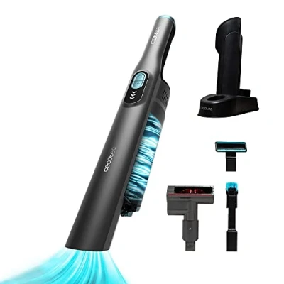 Imagen de Aspirador de mano Cecotec Conga Rockstar Micro+ Turbo, 210 W, 20 kPa, 40 min, 2 en 1, Accesorio motorizado tapicería, Base carga, Negro