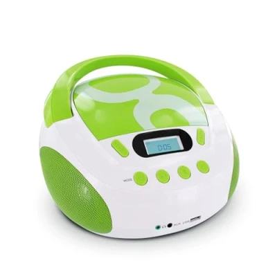 Imagen de Metronic 477108 Boombox Minicadena (Reproductor de CD/MP3, Radio, USB, 2 W), Color Blanco y Verde [Importado Francia]