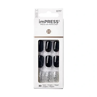 Imagen de KISS ImPRESS Manicura a presión, Destiny, cuadrada de longitud media, con tecnología PureFit, incluye almohadilla preparación, mini lima, palito cutícula y 30 uñas postizas