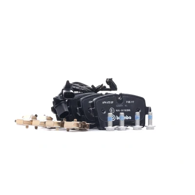 Imagen de BREMBO P 85 117 Juego de pastillas freno con contacto avisador desgaste tornillos pinza accesorios AUDI: A6 C7 Avant, A8 D4