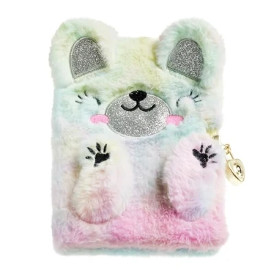 Imagen de Back2Fun Diario secreto, Tamaño 131 x 182 20 mm, Cubierta de poliéster tacto peluche, Detalles bordados, íntimo con candado y llaves, 80 hojas rayadas g/m², Diseño Oso