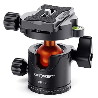 Imagen de K&amp;F Concept Cabeza de Bola Trípode para Cámara con Placa Liberación Rápida 1/4&#039;&#039; y Nivel Burbuja, Capacidad Carga 10 kg Trípode, Monopié, Réflex