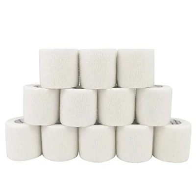 Imagen de Comomed Venda Flexible Vendaje Autoadhesivo Rollo de Cinta sin Látex no Tejido Cohesivo y Alleray Probado Apto Para piel sensible 5 cm x 4,5 m 12 Rolles marrón