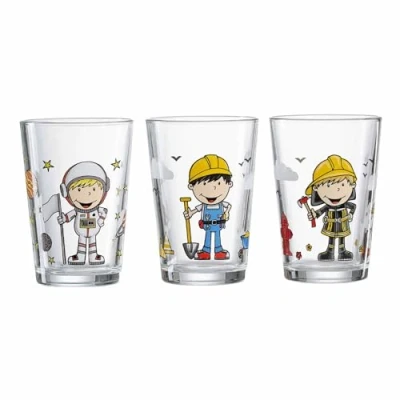 Imagen de Ritzenhoff &amp; Breker Juego de 3 vasos para niños, 205 ml, diseño astronauta, constructores, bomberos, aptos lavavajillas