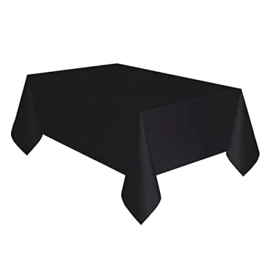 Imagen de amscan 9915405 216 Mantel de plástico ecológico Reutilizable para Mesa, Color Negro carbón, 2,74 m
