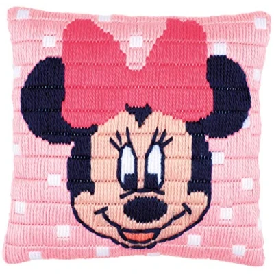 Imagen de Vervaco Cojín de Punto Cruz, diseño Minnie Mouse Disney Stick vorgezeichnet Paquete Punto, vorbeze Cumple, algodón, Multicolor, 25 x 0,3 cm