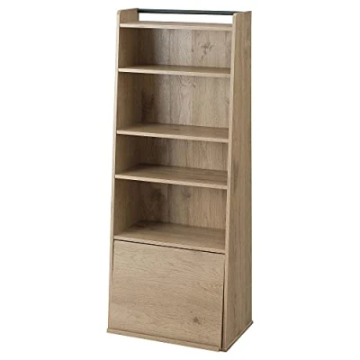 Imagen de Iris Ohyama, estante, mobiliario, biblioteca de almacenamiento, con 1 puerta plegable, multi uso, sólido, contemporáneo, habitación, salón, Bureau estante libros IWMG 5 Marron centr é