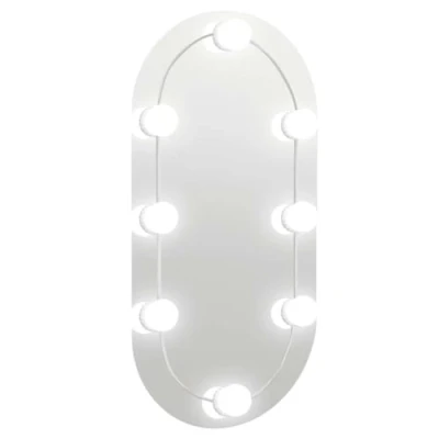 Imagen de vidaXL Espejo con Luces LED Tocador Maquillaje Iluminación de Pared Cuarto Baño Aseo Lavabo Inodoro Decoración Vidrio Ovalado 60x30 cm
