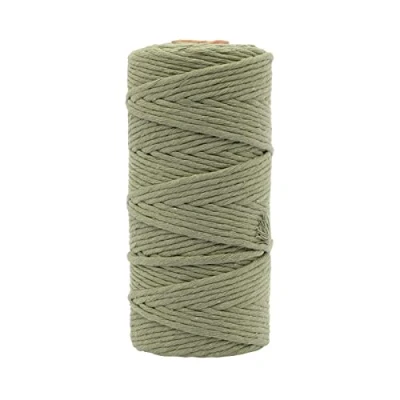 Imagen de Vaessen Creative Hilo de Macramé Verde Oliva, 100% Algodón, Manualidades, Decoración Flores, Colgante Pared, Portavelas, Atrapasueños, 3 mm x 100m