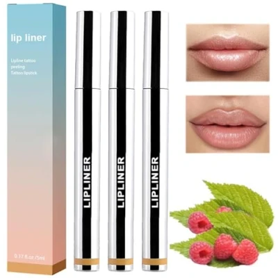 Imagen de 3PCS Delineador de Labios Desmontable,LíNeas Regordetas,Resistente Agua Labios,Duradero Delineadores Moldeador Contorno,Delineador Despegable (Marrón claro)
