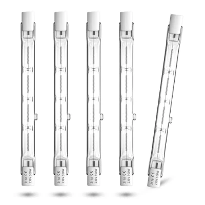 Imagen de CucuGo R7S 118mm Bombilla Halógena 500W, Luz Lineal de 11000lm, Blanco Cálido 2800K Regulable Seguridad, J118 J Tipo Halógeno, Lámparas Pie, Iluminación Paisaje, 5x