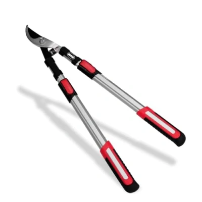 Imagen de Amig Tijera de Podar Telescópica a Dos Manos Mango Extensible Aluminio 62 97 cm corte Bypass Capacidad 38 mm Para Cortes Ramas Verdes y Húmedas Color: Rojo Negro
