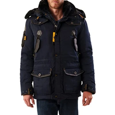 Imagen de Geographical Norway Acore Chaqueta de Invierno para Hombre con Capucha Forrada Azul Marino L