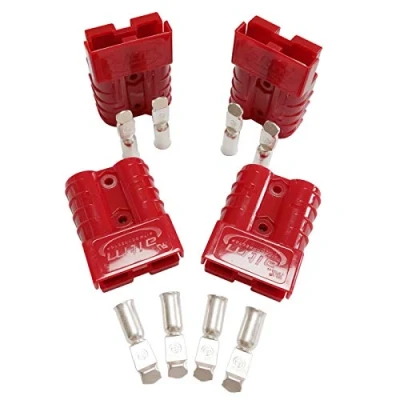 Imagen de Batería Conector 50A Conexión Rápida Toma de 50Amp 600V Para Coche Van Modos Moto 4 PCS (Kit 6 Awg, Rojo)