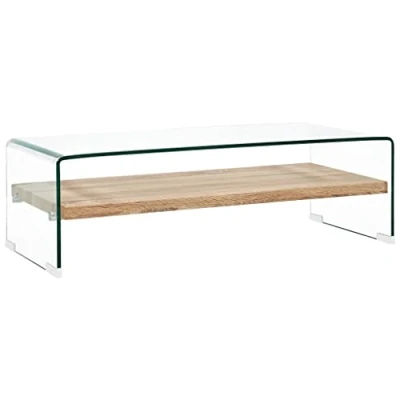 Imagen de vidaXL Mesa Centro Vidrio Templado Transparente Mobiliario Hogar Decoración Moderna Estilo Minimalista Atemporal Seguro Resistente 98x45x31cm