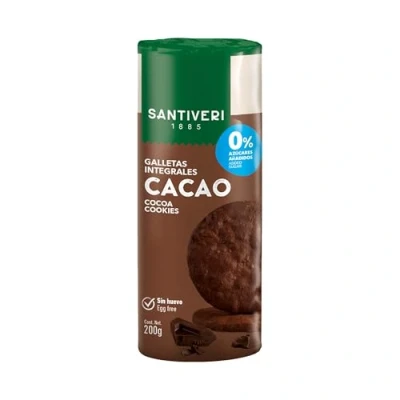 Imagen de SANTIVERI Galletas Integrales Cacao, con Fibra y 0% Azúcares Añadidos, Sin Aceite de Palma, Vegano 200 g