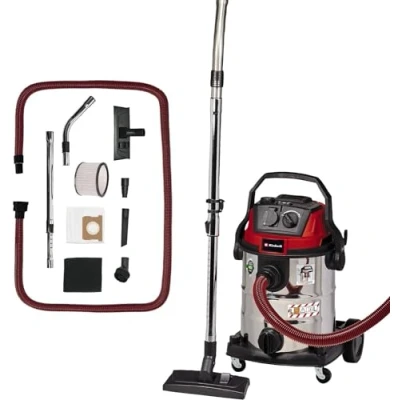 Imagen de Einhell Aspirador en seco y húmedo TE VC 2025 SACL (1200 W, clase de polvo L, para polvos con valores MAK &gt;1 mg/m3, 25 limpieza filtros, enchufe aparatos, incl. varias boquillas filtros)