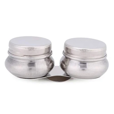 Imagen de Vaso de Paleta Doble Grande Acero Inoxidable Recipiente disolvente trementina Megilp Pintura al óleo con Tapa