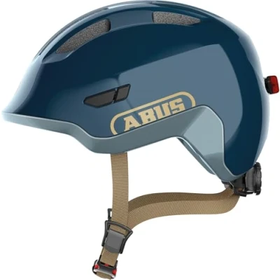 Imagen de ABUS casco infantil Smiley 3.0 ACE LED de bicicleta con luz ajuste profundo y espacio para una coleta niñas niños azul brillante, talla S