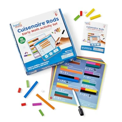 Imagen de hand2mind 96236 Learning Resources Juego de Actividades Rod, 5 KS1, Varillas numéricas matemáticas Cuisenaire, manipulativos valores posicionales, recursos Clase, Multicolor