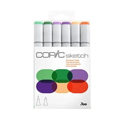 Imagen de Copic Sketch Set «Tonos secundarios», 6 rotuladores dobles con punta mediana y de pincel