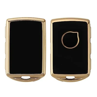 Imagen de kwmobile Carcasa para Mando Compatible con Llave de Coche Volvo 4 Botones Keyless Go Funda Llaves TPU Negro/Dorado